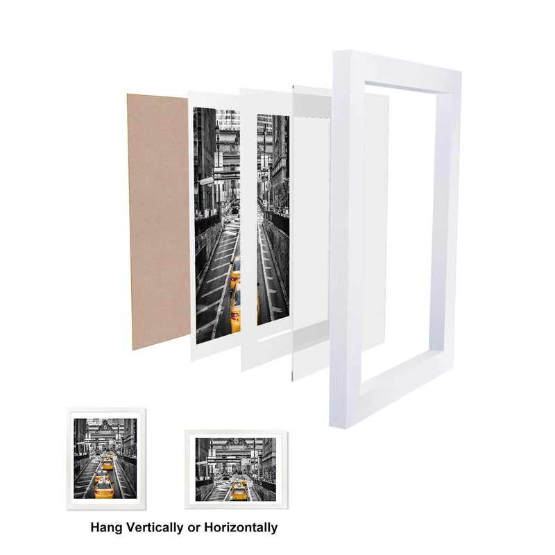 Finefrarm 12x16 White Picture Frame to Display 11x14 Photo with Mat or 12 by 16 Picture Without Mats Picture Frames Wall Art for Living Room Wall Mounting and Tabletop Decor - Image 3